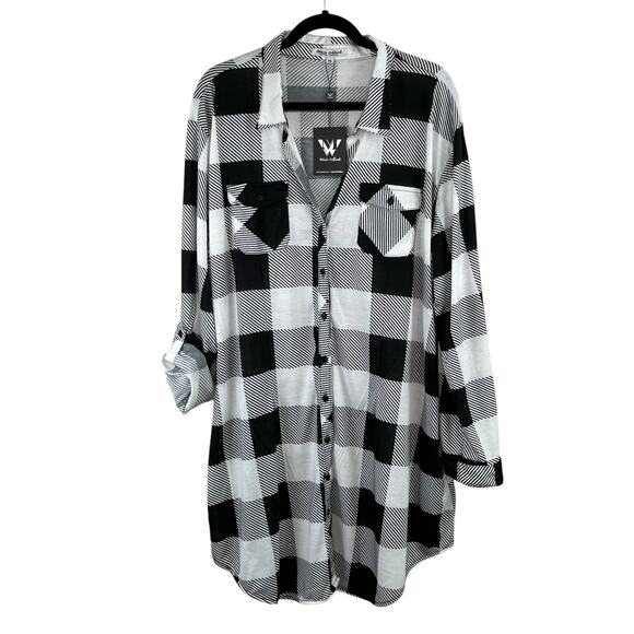 White Mark Red Black Bundle 2 Plaid Button Up Tunic Top Shirts Plus 3X NWT - Picture 5 of 16